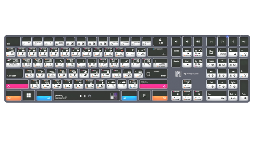 Logickeyboard Premiere Pro & After Effects-We call it Adobe Filmmaker-TITAN Wireless Backlit Keyboard - Windows-